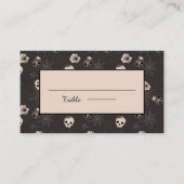 白黒ハロウィン不気味スカルパターン プレイスカード (正面)