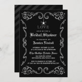 白黒ハロウィン結婚のゴシックブライダルシャワー 招待状 (正面/裏面)