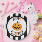 白黒ハロウィン9"紙皿 ペーパープレート (パーティー)