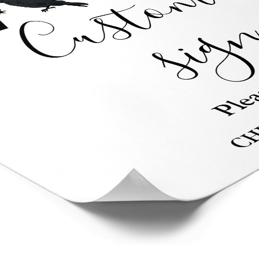 白黒ハロウィーンのカスタム署名表の署名 ポスター (角)