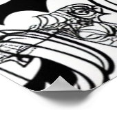 白黒ハロウィーンの漫画おもしろい ポスター (角)