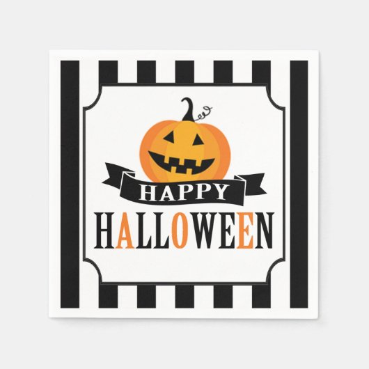 白黒ハロウィーンカクテルナプキン スタンダードカクテルナプキン (正面)