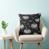 白黒ハロウィーンカボチャ，こうもり，スパイダーウェブ クッション (椅子)