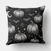 白黒ハロウィーンカボチャ，こうもり，スパイダーウェブ クッション (裏面)