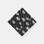 白黒ハロウィーンカボチャ，こうもり，スパイダーウェブ スタンダードカクテルナプキン (角)