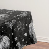 白黒ハロウィーンカボチャ，こうもり，スパイダーウェブ テーブルクロス (インサイチュ)