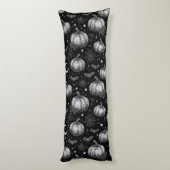 白黒ハロウィーンカボチャ，こうもり，スパイダーウェブ ボディピロー (裏面 (縦))