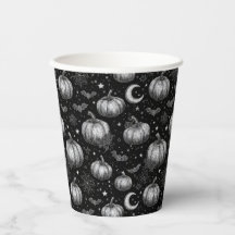 白黒ハロウィーンカボチャ，こうもり，スパイダーウェブ