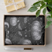 白黒ハロウィーンカボチャ，こうもり，スパイダーウェブ 薄葉紙 (ギフト)