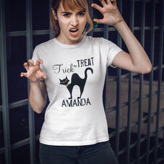 白黒ハロウィーンキャットカスタム Tシャツ