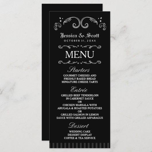 白黒ハロウィーンゴシック結婚ズメニュー メニュー (正面/裏面)