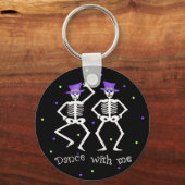 白黒ハロウィーンスケルトンボーンダンス キーホルダー (正面)