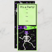 白黒ハロウィーンスケルトンボーンダンス 招待状 (正面/裏面)