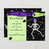 白黒ハロウィーンスケルトンボーンダンス 招待状 (正面/裏面)