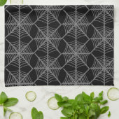 白黒ハロウィーンスパイダーウェブ キッチンタオル (折り畳み)