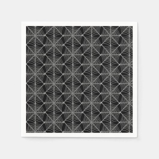 白黒ハロウィーンスパイダーウェブ スタンダードカクテルナプキン (正面)