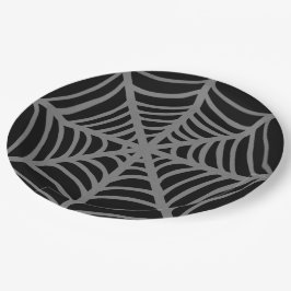 白黒ハロウィーンスパイダーウェブ ペーパープレート