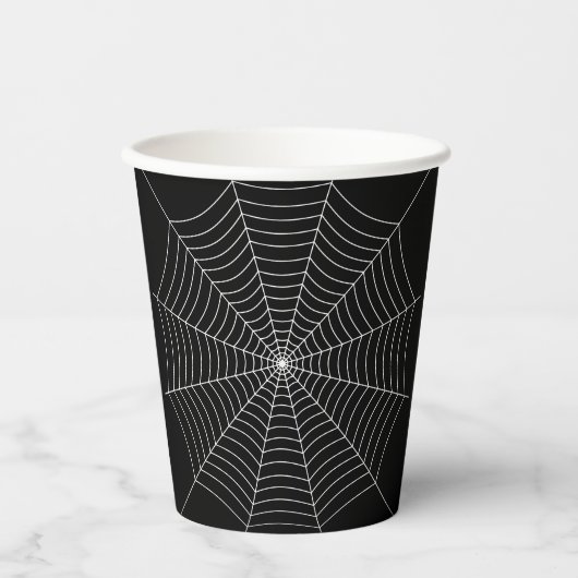 白黒ハロウィーンスパイダーウェブ 紙コップ (正面)