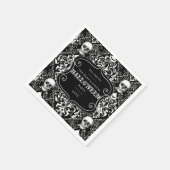 白黒ハロウィーンダマスクスカルパターンカスタム スタンダードカクテルナプキン (角)