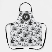 白黒ハロウィーントイレモノグラム エプロン (正面)