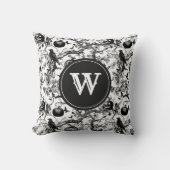 白黒ハロウィーントイレモノグラム クッション (正面)