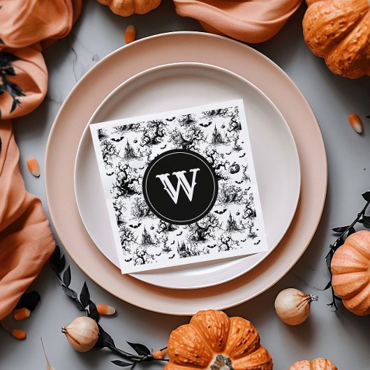 白黒ハロウィーントイレモノグラム スタンダードカクテルナプキン