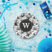 白黒ハロウィーントイレモノグラム ペーパープレート (パーティー)