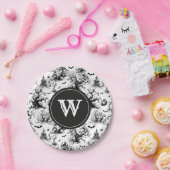 白黒ハロウィーントイレモノグラム ペーパープレート (パーティー)