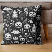 白黒ハロウィーンパターン クッション