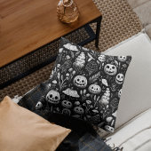 白黒ハロウィーンパターン クッション