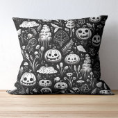 白黒ハロウィーンパターン クッション