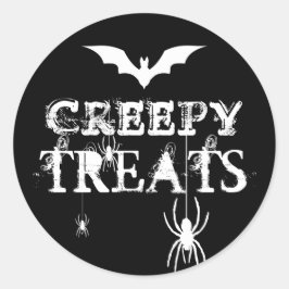 白黒ハロウィーン不気味なこうもりクモ ラウンドシール