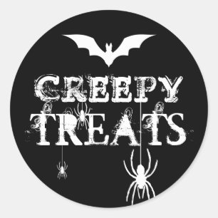 白黒ハロウィーン不気味なこうもりクモ ラウンドシール