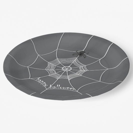 白黒ハロウィーン不気味カスタム ペーパープレート (アングル)