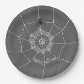 白黒ハロウィーン不気味カスタム ペーパープレート (正面)