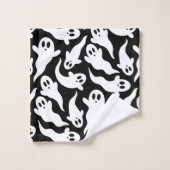 白黒ハロウィーン幽霊パターン バスタオルセット (ウォッシュタオル)