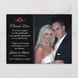 白黒ハロウィーン結婚スケルトン ポストカード