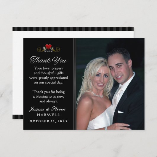 白黒ハロウィーン結婚スケルトン ポストカード (正面/裏面)