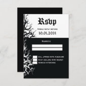白黒ハロウィーン結婚式のRSVPカード 出欠カード (正面/裏面)
