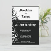 白黒ハロウィーン結婚式招待状 招待状 (スタンド正面)