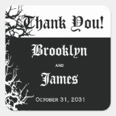 白黒ハロウィーン結婚式用シール スクエアシール (正面)