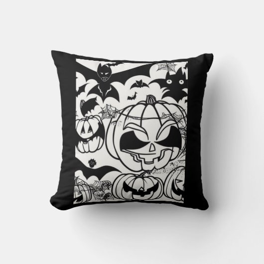 白黒ハロウィーン クッション (正面)
