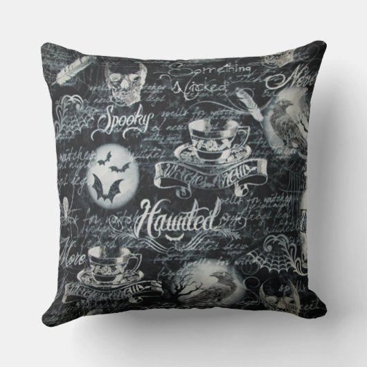 白黒ハロウィ幽霊のよく出るーン クッション (裏面)