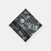 白黒ハロウィ幽霊のよく出るーン スタンダードカクテルナプキン (角)