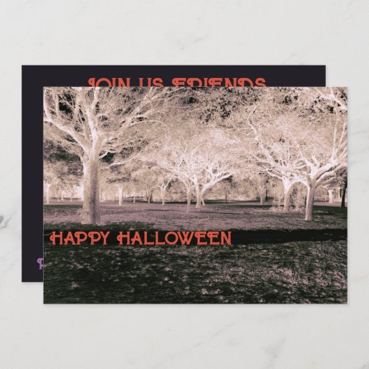 白黒ハローウィンパーティ怖い森 招待状 (正面/裏面)