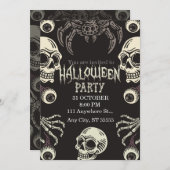 白黒ハローウィンパーティ招待状 招待状 (正面/裏面)