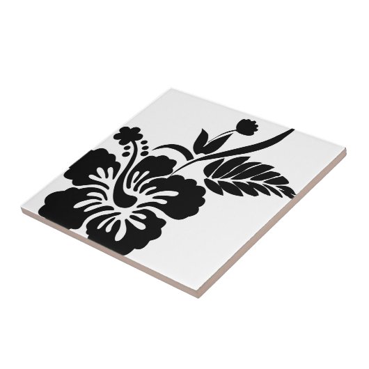 白黒ハワイの花 タイル (側面)