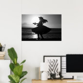 白黒ハワイアンフラダンサー ポスター (ホームオフィス)