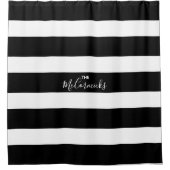白黒ハンドエレガントレタリングファミリ名 シャワーカーテン (正面)