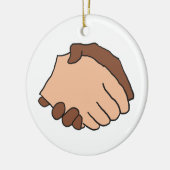 白黒ハンドシェイクアンチ – 人種差別主義者 セラミックオーナメント (左)